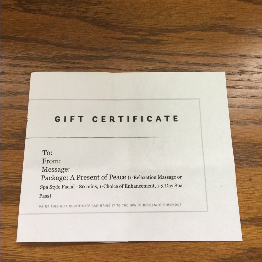 Burke Williams gift certificate $206 value